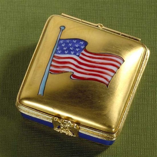 Picture of Limoges Gold Box with USA Flag 