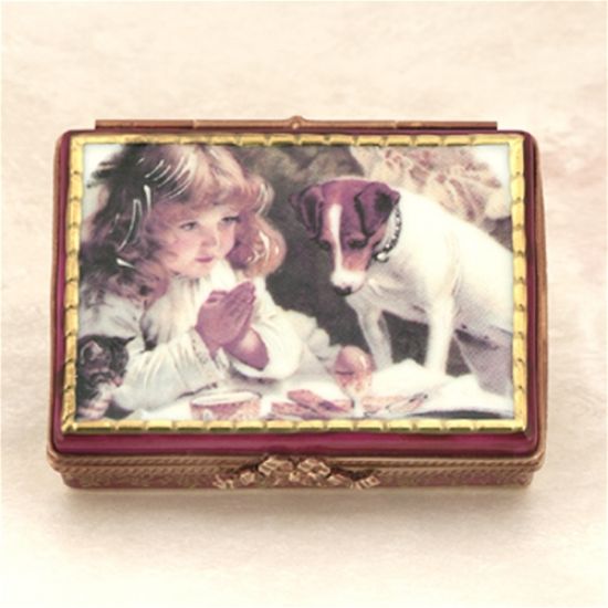 Picture of Limoges Girl Praying  with Dog Box