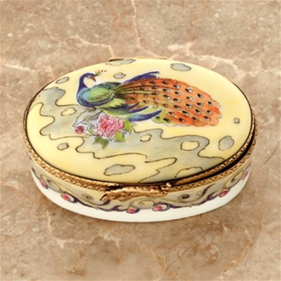 Picture of Limoges Blue Pheasant on Oval  Box