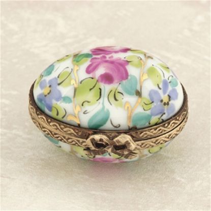 Picture of Limoges Blue Flowers and Roses Mini Egg Box