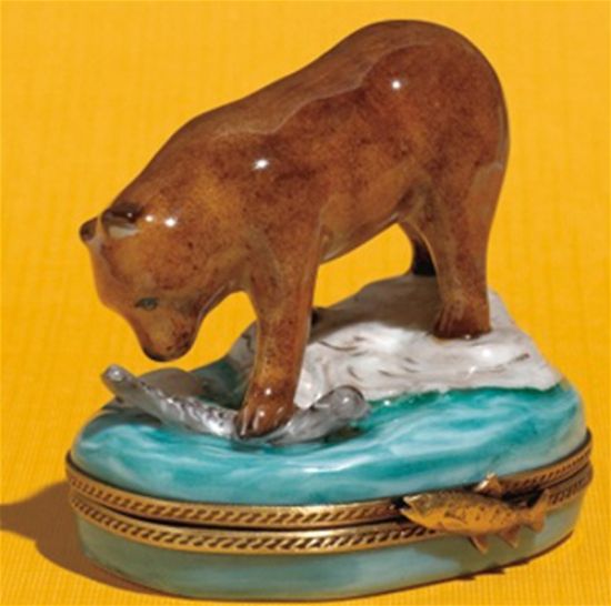 Picture of Limoges Brown Bear with Fish Box