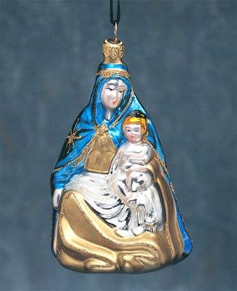 Picture of Madonna and Child Polish Glass Christmas Ornament