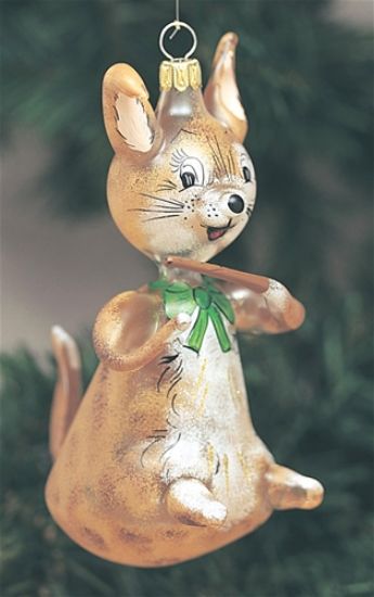 Picture of Brown Rabbit Orchestra Director Italian Glass Christmas ornament
