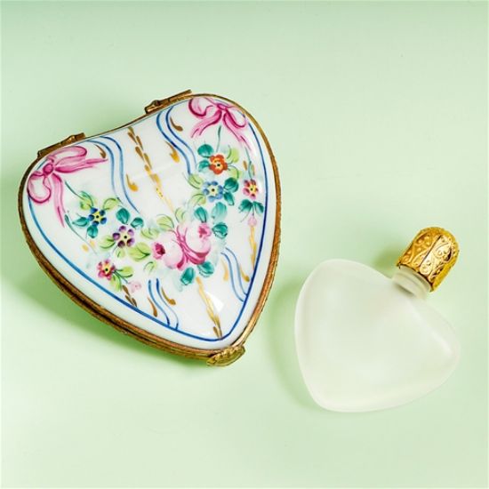 Picture of Limoges Roses and Robbins Heart Box with a Bottle  