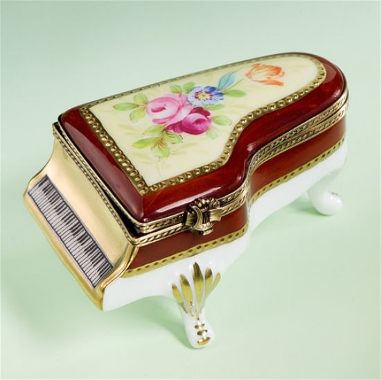 Picture of Limoges Burgundy Piano with Roses Box