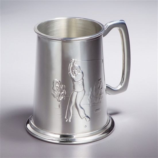 Picture of British Pewter Tankard with Golfer 
