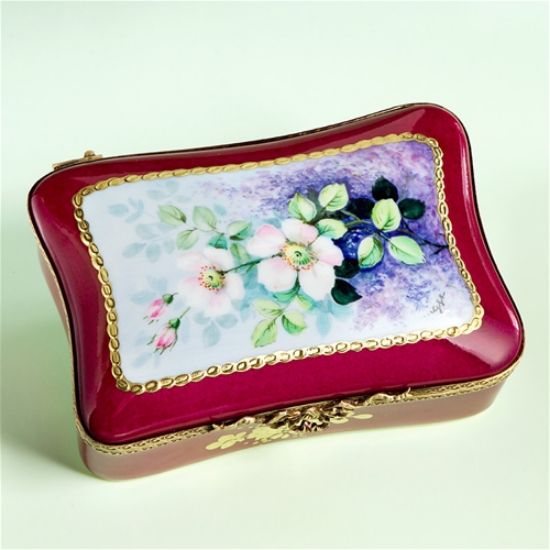 Picture of Limoges Eglantine Museum Roses Burgundy Box 