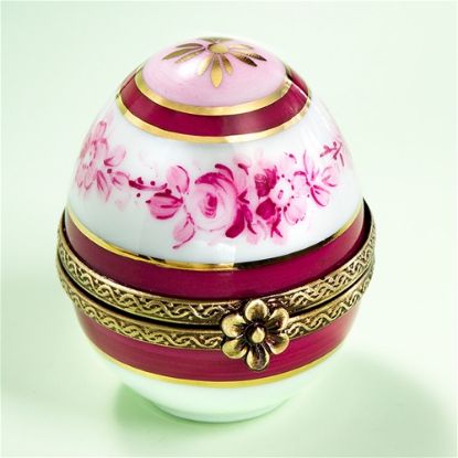 Picture of Limoges Antique Style Burgundy Egg with Roses Box