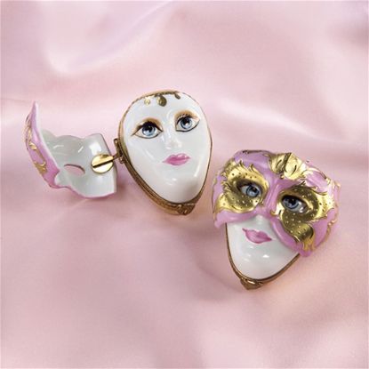 Picture of Limoges Pink and Gold Carnival Mardi Gras Mask Box, Each