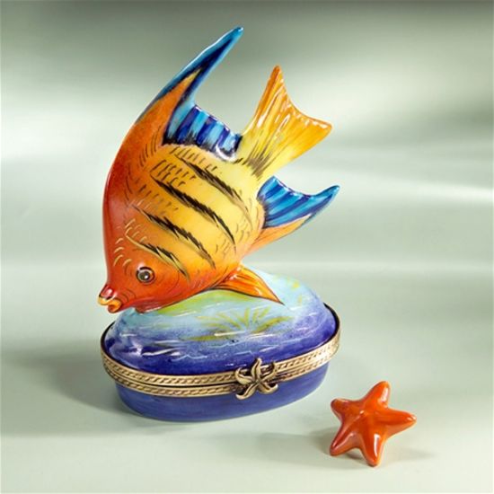Picture of Limoges Orange Fish Box with Star Fish