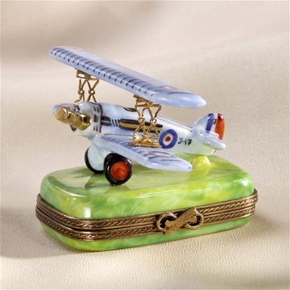 Picture of Limoges Blue Airplane on Grass Box