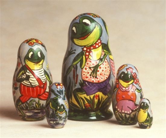 Picture of Russian Wooden handpainted Frogs Matryoshkas Nesting Dolls