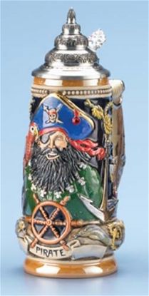 Picture of Pirate and Ships German Beer Stein with Pewter Lid