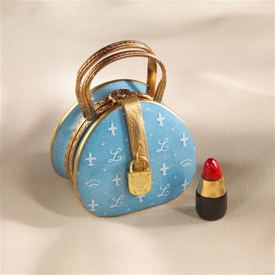 Picture of Limoges Blue Elegant Round Purse with Lipstick Box 