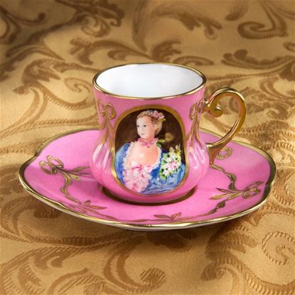 Picture of Limoges Marquise de Pompadour  Rose Pink Cup and Saucer