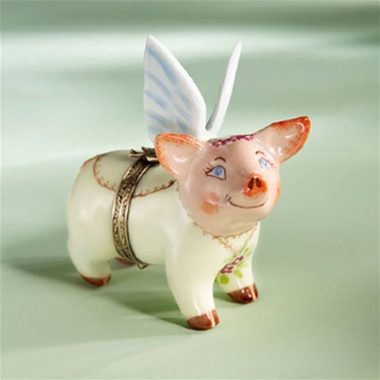 Picture of Limoges Pig Bride with Wings Box