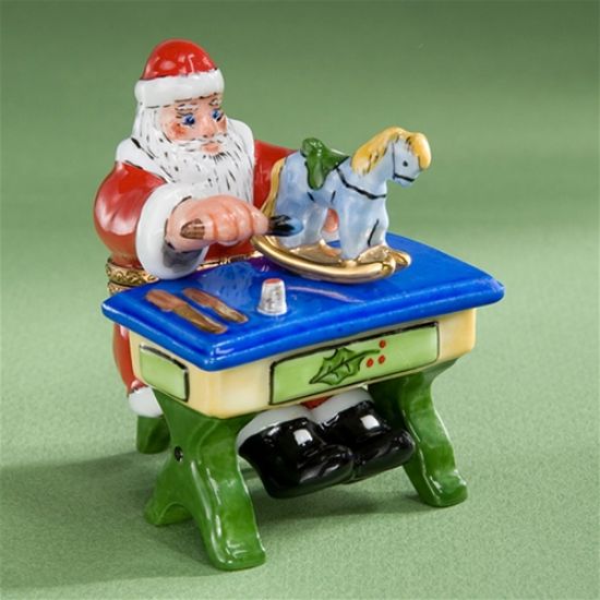 Picture of Limoges Santa Toymaker with Rocking Horse Box