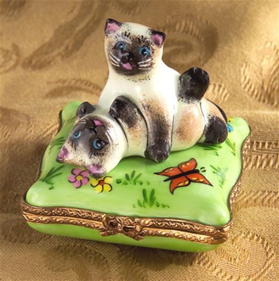 Picture of Limoges Siamese Cats Playing Box
