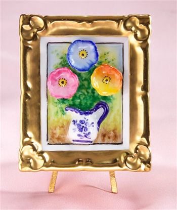 Picture of Limoges 3D Sunflowers Painting on Easel Gold Frame Box