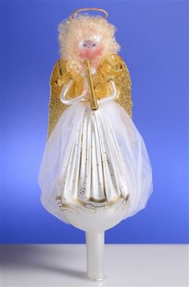Picture of De Carlini Angel with Flute Tree Top Christmas Ornament