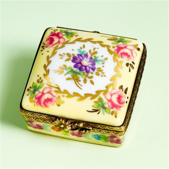 Picture of Limoges Antique Style Square Box with Roses 