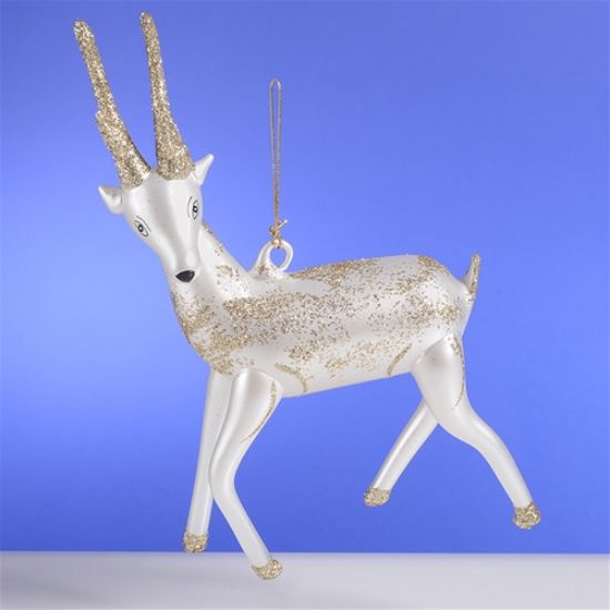 Picture of De Carlini White Reindeer Christmas Ornament