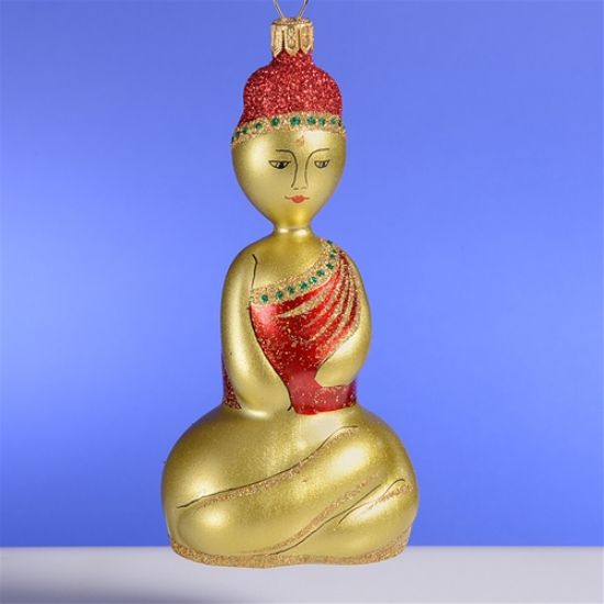 Picture of De Carlini Buddha in Gold and Red Christmas Ornament