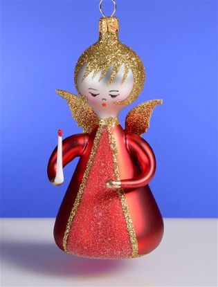 Picture of De Carlini Angel in Red with Candle Christmas Ornament 
