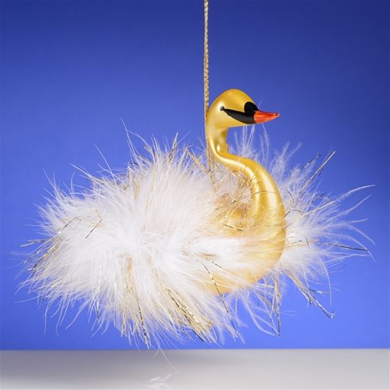 Picture of De Carlini Gold Swan Christmas Ornament