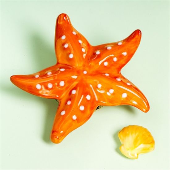 Picture of Limoges Orange Starfish Box with Shell