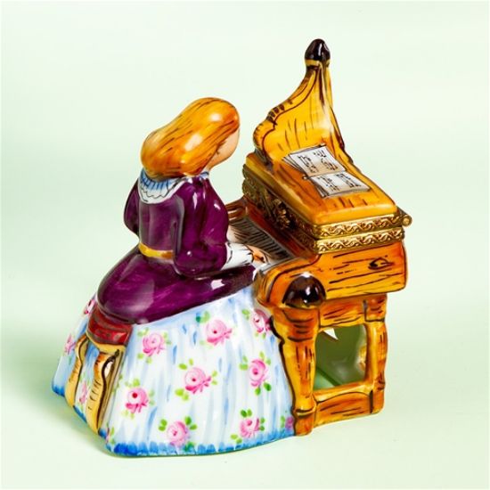 Picture of Limoges Lady Paying Clavichord Box