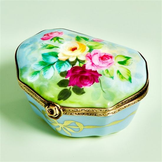 Picture of Limoges Symphony of Roses on Turquoise Box