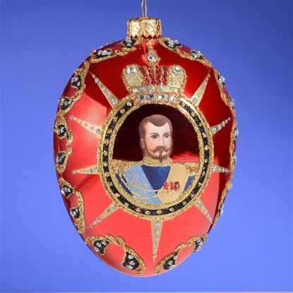 Picture of Tsar Nicholas Faberge Style Glass Egg  Ornament 