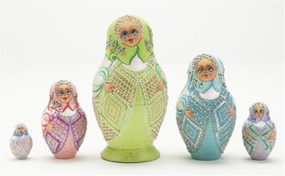 Picture of Russian Happy Ladies Matryoshka Wooden dolls