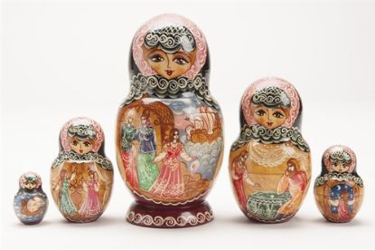 Picture of Russian Wooden Fairy Tale with Ladies Matryoshka