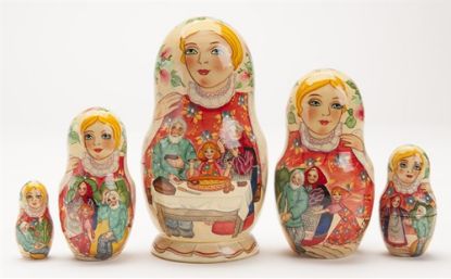 Picture of Russian Hand Painted Wooden  Family Reunion Matryoshka Doll 