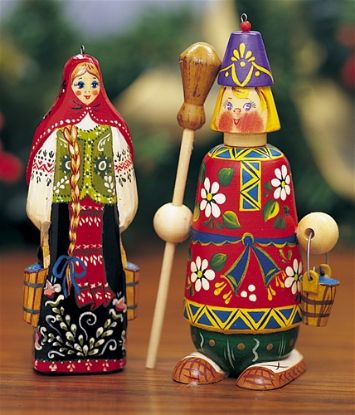 Picture of Russian Farmers Mand and Woman Wooden Hand Painted Satuettes
