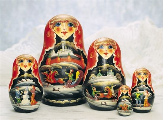Picture of Russian Winter Troika Red Veil Matryoshka