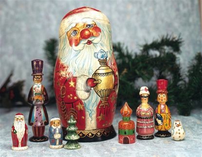 Picture of Russian Santa with Wodden Dolls Matryoshka