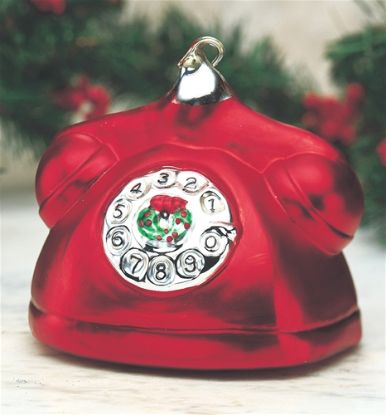 Picture of Red Telephone Glass Christmas Ornament