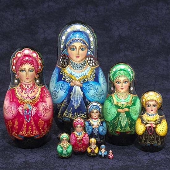 Picture of Russian Multicolor Ladies with Veil Museum Collection Matryoshka