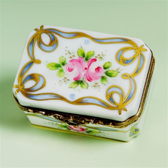 Picture of Limoges Roses and Blue Ribbon Chest Box