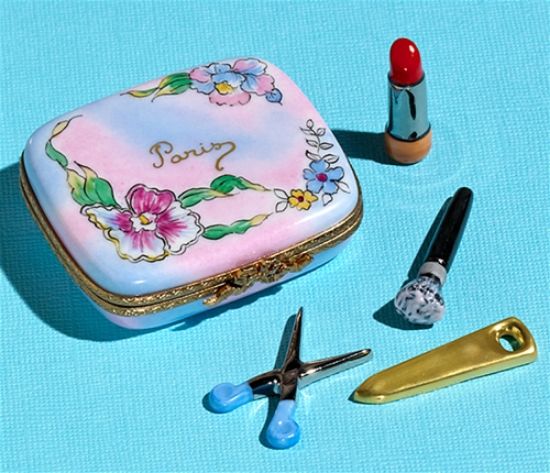 Picture of Limoges Blue Pink Make-Up Case Box 