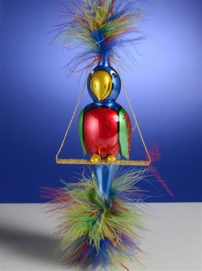 Picture of De Carlini Parrot on Branch Christmas Ornament
