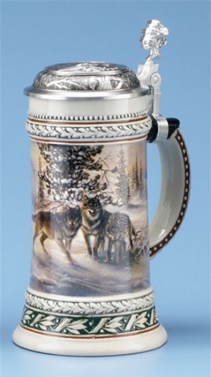 Picture of German Wolf Wildlife Beer Stein 