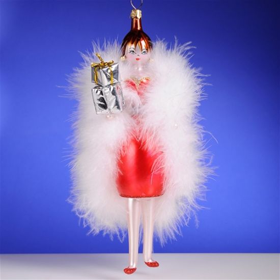 Picture of De Carlini Lady in Red Cocktail Dress and Gifts Ornament