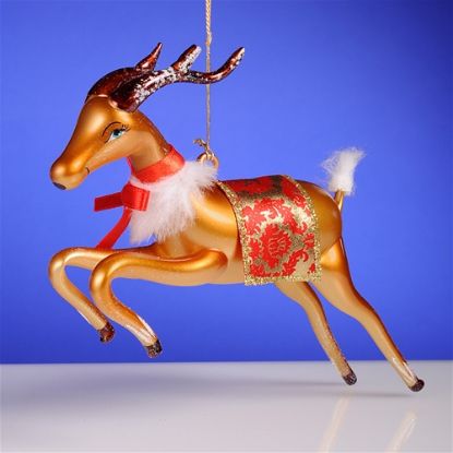 Picture of De Carlini Reindeer in Red and Gold Ornament 