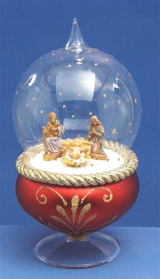 Picture of De Carlini Red Nativity on Glass Stand Ornament