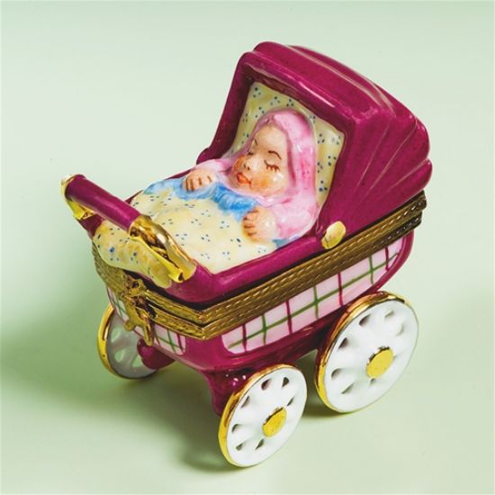 Picture of Limoges 60s Pink  Baby in Carriage Box