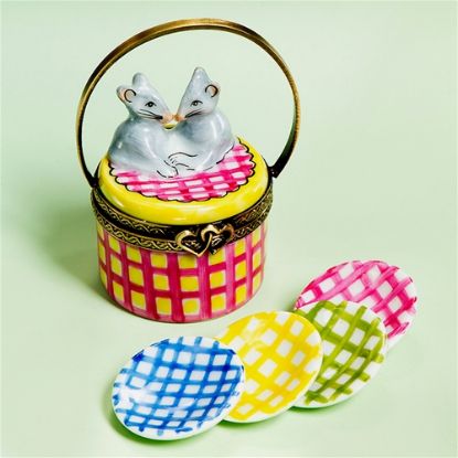 Picture of Limoges Mice Basket Box with Plates